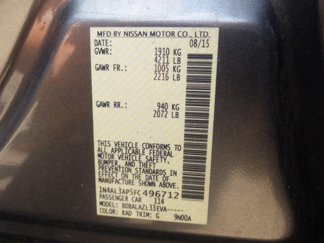 Photo 10 from auction – 2015 NISSAN ALTIMA 2.5 with VIN 1N4AL3AP5FC496712