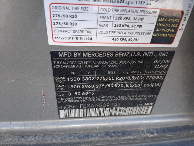 Photo 10 from auction – 2010 MERCEDES-BENZ GL 350 BLU with VIN 4JGBF2FEXAA539142