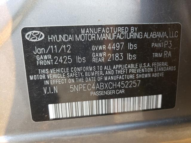 Photo 10 from auction – 2012 HYUNDAI SONATA SE with VIN 5NPEC4ABXCH452257