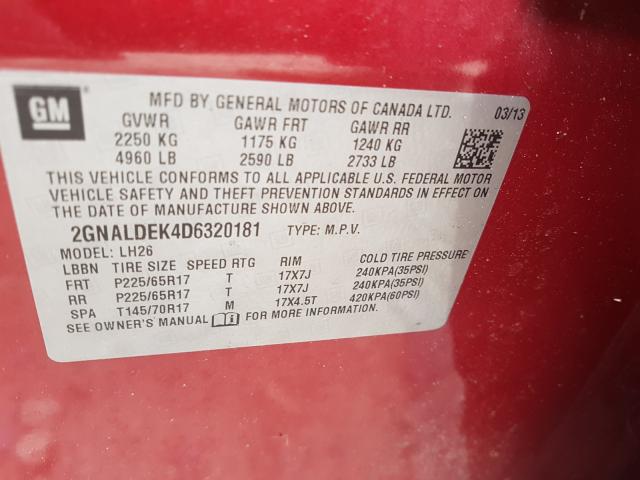 Photo 10 from auction – 2013 CHEVROLET CHEV with VIN 2GNALDEK4D6320181