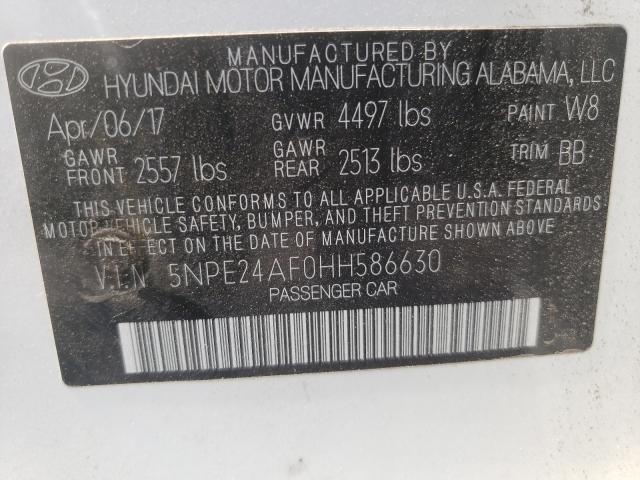Photo 10 from auction – 2017 HYUNDAI SONATA SE with VIN 5NPE24AF0HH586630
