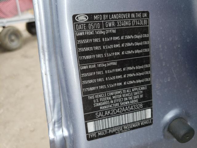 Photo 10 from auction – 2010 LAND ROVER LR4 HSE LU with VIN SALAK2D42AA543328