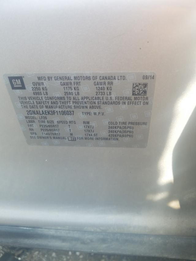 Photo 10 from auction – 2015 CHEVROLET EQUINOX LS with VIN 2GNALAEK3F1106037