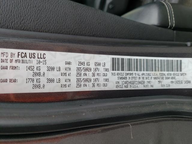 Photo 10 from auction – 2015 DODGE DURANGO SX with VIN 1C4RDHAG6FC194630