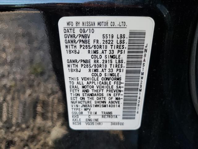 Photo 10 from auction – 2011 INFINITI FX35 with VIN JN8AS1MW2BM140814