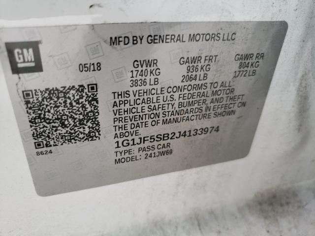 Photo 10 from auction – 2018 CHEVROLET SONIC PREM with VIN 1G1JF5SB2J4133974