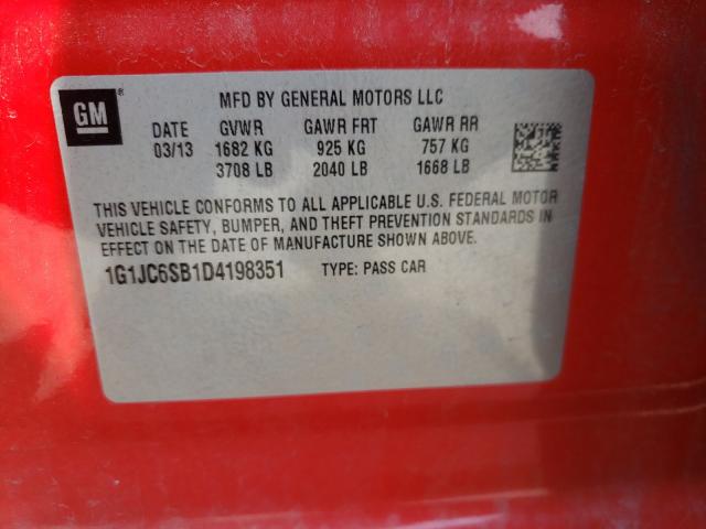 Photo 10 from auction – 2013 CHEVROLET SONIC LT with VIN 1G1JC6SB1D4198351