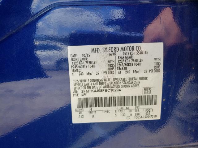 Photo 10 from auction – 2015 FORD EDGE SEL with VIN 2FMTK4J98FBC10294