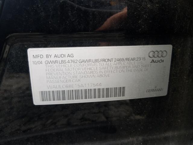 Photo 10 from auction – 2005 AUDI A4 1.8T QU with VIN WAULC68E15A117544