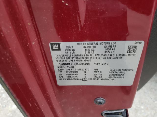 Photo 10 from auction – 2011 CHEVROLET TRAVERSE L with VIN 1GNKRLED8BJ205498