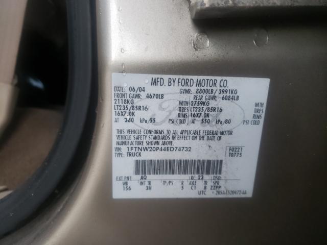 Photo 10 from auction – 2004 FORD F250 SUPER with VIN 1FTNW20P44ED74732