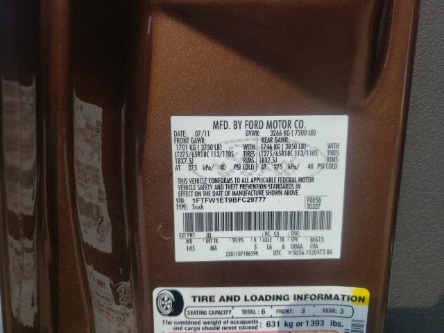 Photo 10 from auction – 2011 FORD F150 SUPER with VIN 1FTFW1ET9BFC29777