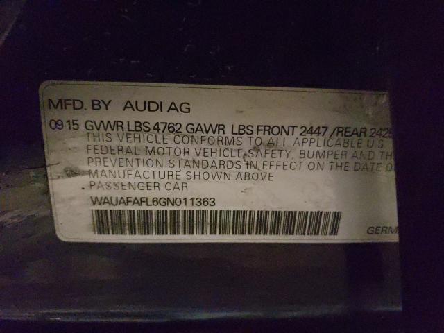 Photo 10 from auction – 2016 AUDI A4 PREMIUM with VIN WAUAFAFL6GN011363