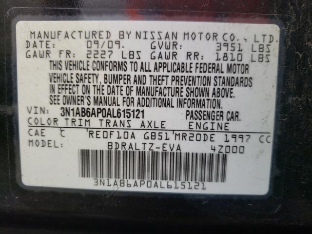 Photo 10 from auction – 2010 NISSAN SENTRA with VIN 3N1AB6AP0AL615121