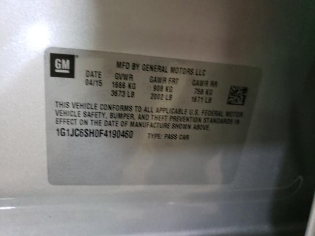 Photo 10 from auction – 2015 CHEVROLET SONIC LT with VIN 1G1JC6SH0F4190460