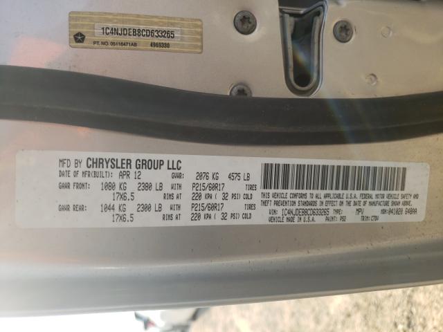 Photo 10 from auction – 2012 JEEP COMPASS LA with VIN 1C4NJDEB8CD633265