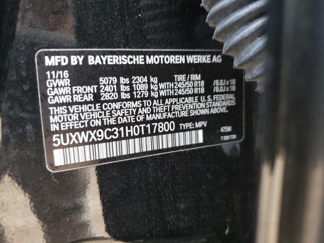 Photo 10 from auction – 2017 BMW X3 XDRIVE2 with VIN 5UXWX9C31H0T17800
