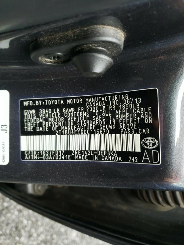 Photo 10 from auction – 2013 TOYOTA COROLLA with VIN 2T1BU4EE6DC115870