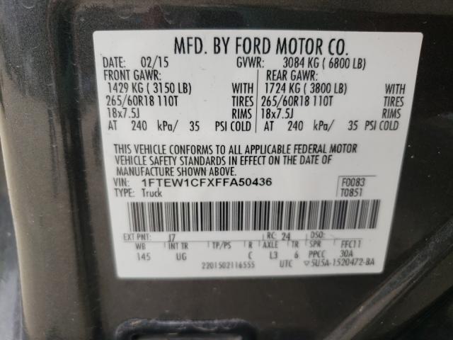 Photo 10 from auction – 2015 FORD F150 SUPER with VIN 1FTEW1CFXFFA50436