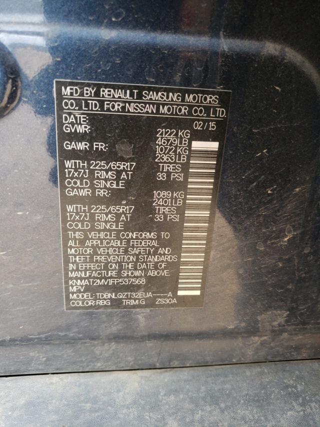 Photo 10 from auction – 2015 NISSAN ROGUE S with VIN KNMAT2MV1FP537568
