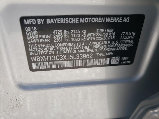 Photo 10 from auction – 2018 BMW X1 XDRIVE2 with VIN WBXHT3C3XJ5L33962