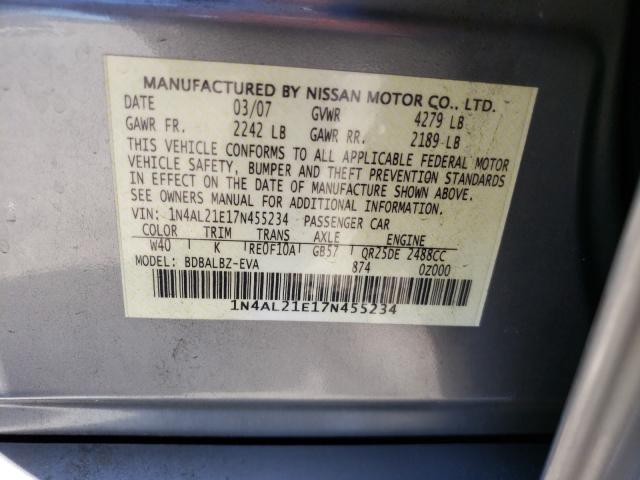 Photo 10 from auction – 2007 NISSAN ALTIMA with VIN 1N4AL21E17N455234