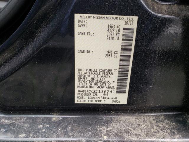 Photo 10 from auction – 2019 NISSAN ALTIMA SV with VIN 1N4BL4DV1KC136741