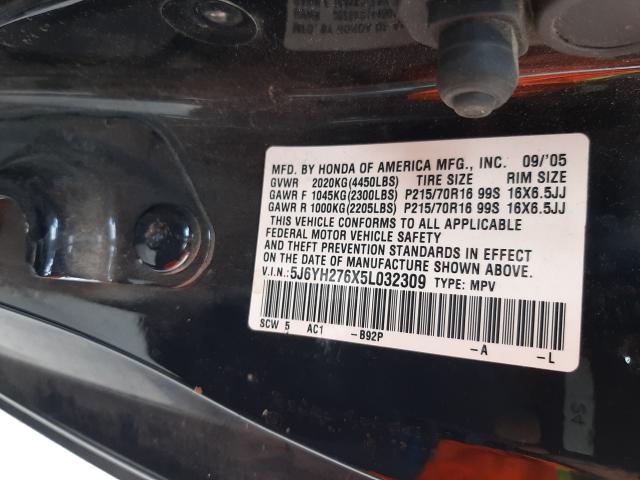 Zdjęcie 10 z aukcji – 2005 HONDA ELEMENT EX z VIN 5J6YH276X5L032309
