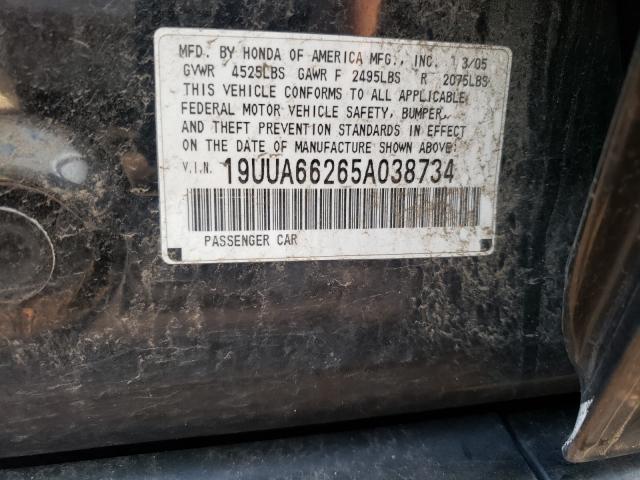 Photo 10 from auction – 2005 ACURA TL with VIN 19UUA66265A038734