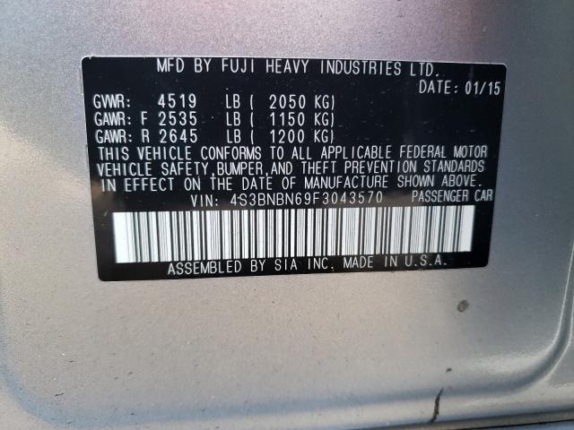SUBARU LEGACY 2.5 2015 with VIN 4S3BNBN69F3043570 - Photo from auction