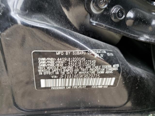 Photo 10 from auction – 2019 SUBARU WRX with VIN JF1VA1A69K9829715