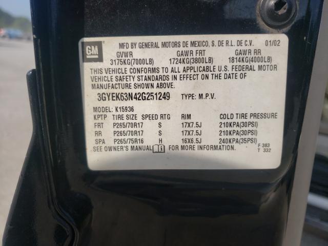 Photo 10 from auction – 2002 CADILLAC ESCALADE E with VIN 3GYEK63N42G251249