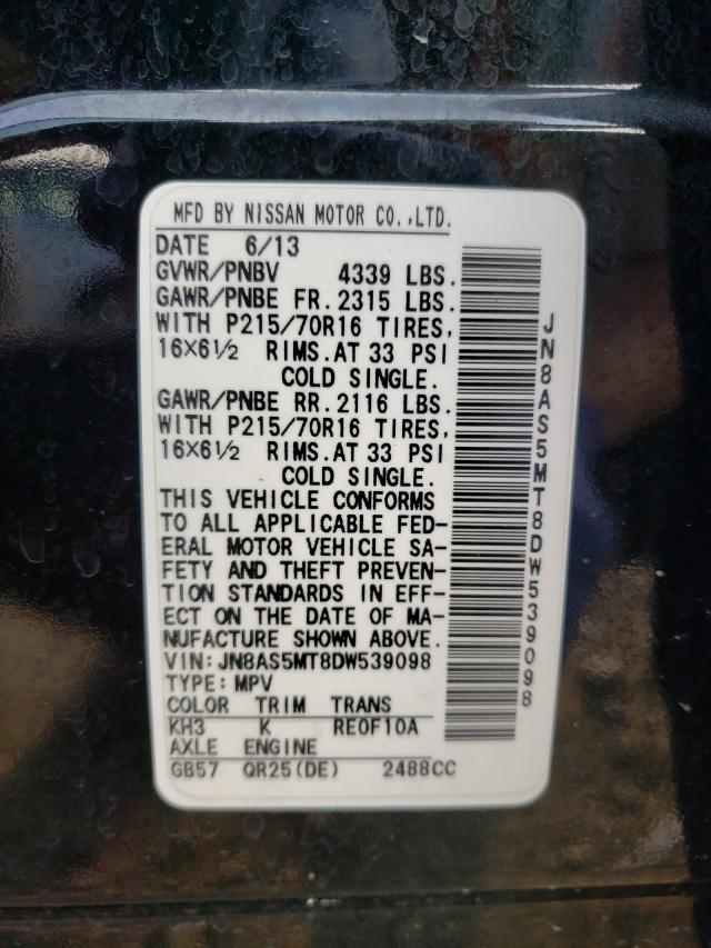 Photo 10 from auction – 2013 NISSAN ROGUE S with VIN JN8AS5MT8DW539098