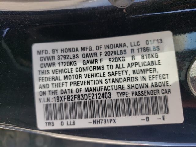 Photo 10 from auction – 2013 HONDA CIVIC EX with VIN 19XFB2F83DE212403