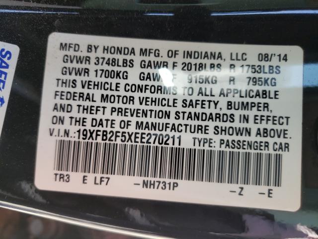 Photo 10 from auction – 2014 HONDA CIVIC LX with VIN 19XFB2F5XEE270211