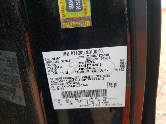 Photo 10 from auction – 2004 FORD F150 with VIN 1FTPX14544NC50260