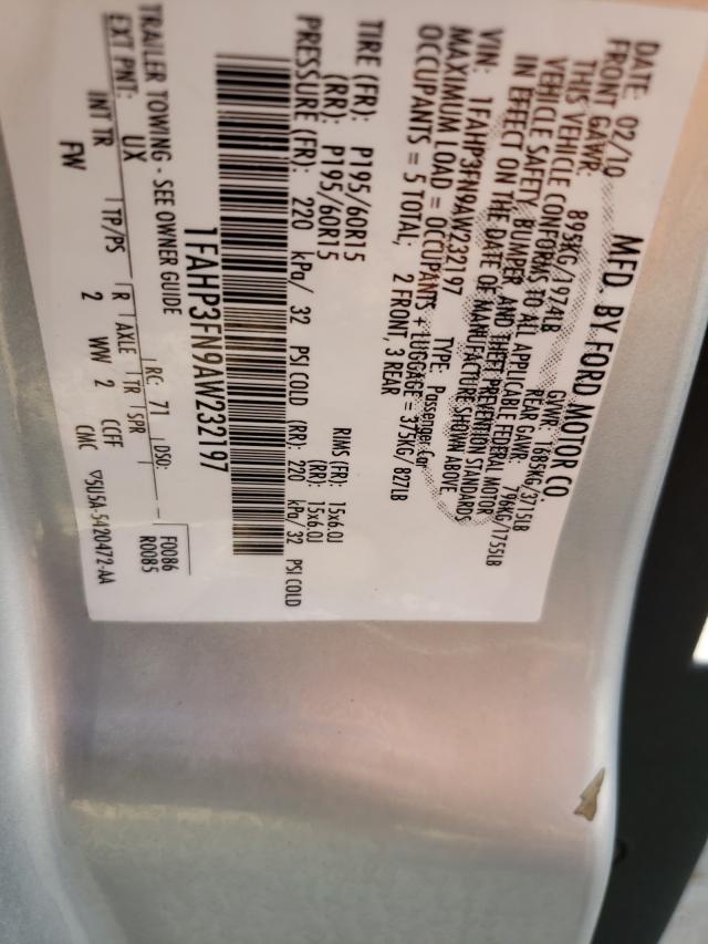 Photo 10 from auction – 2010 FORD FOCUS SE with VIN 1FAHP3FN9AW232197