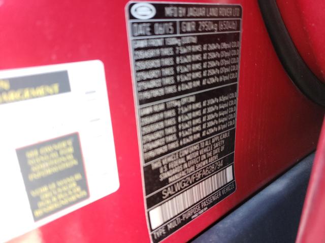 Photo 10 from auction – 2015 LAND ROVER RANGE ROVE with VIN SALWG2VF9FA628794