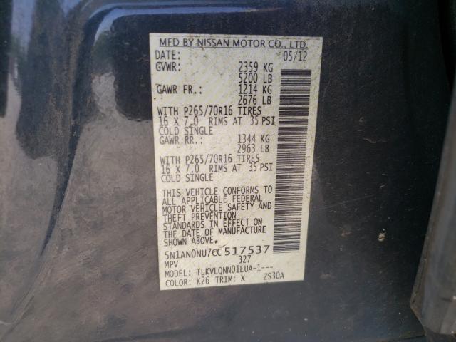 Photo 10 from auction – 2012 NISSAN XTERRA OFF with VIN 5N1AN0NU7CC517537