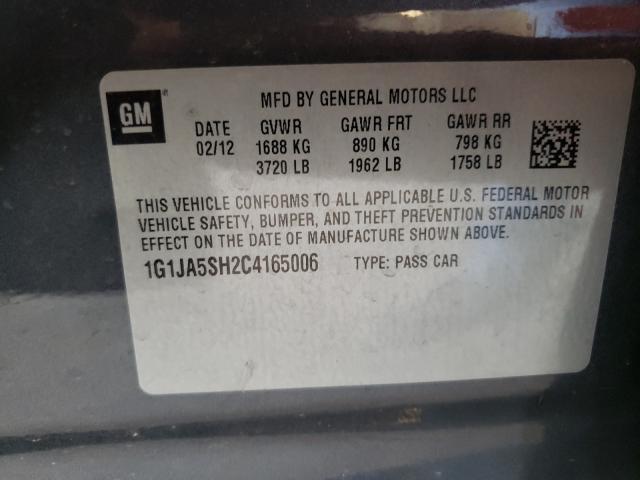 Photo 10 from auction – 2012 CHEVROLET SONIC LS with VIN 1G1JA5SH2C4165006