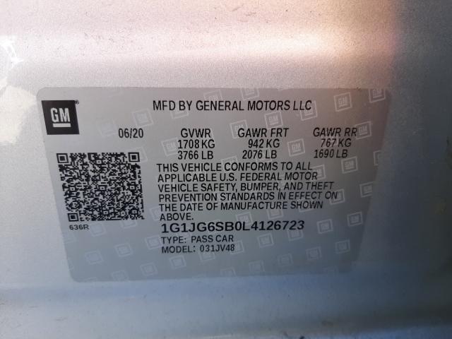 Photo 10 from auction – 2020 CHEVROLET SONIC with VIN 1G1JG6SB0L4126723