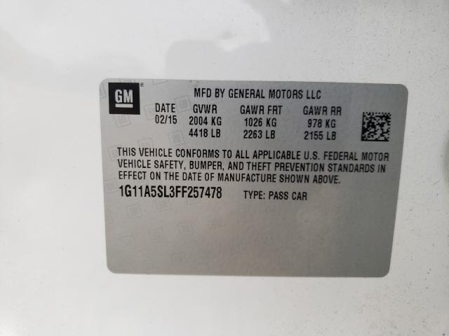 Photo 10 from auction – 2015 CHEVROLET MALIBU with VIN 1G11A5SL3FF257478