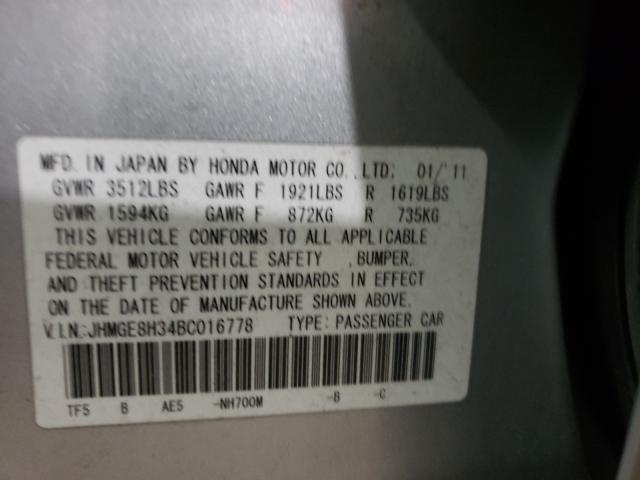 Photo 10 from auction – 2011 HONDA FIT with VIN JHMGE8H34BC016778
