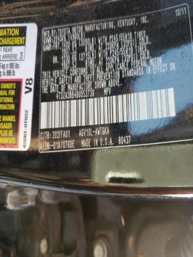 Photo 10 from auction – 2011 TOYOTA VENZA with VIN 4T3ZA3BB4BU053738