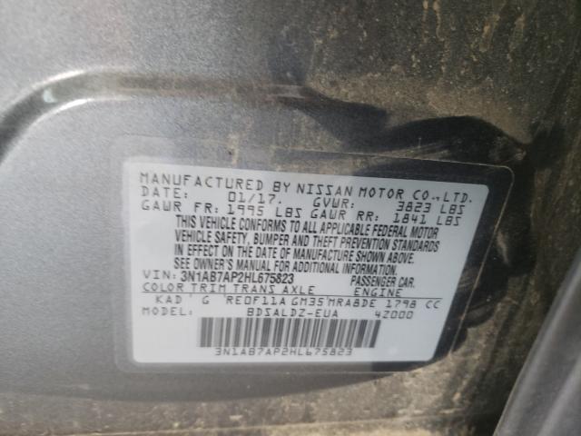 Photo 10 from auction – 2017 NISSAN SENTRA S with VIN 3N1AB7AP2HL675823