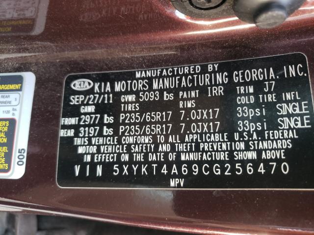 Photo 10 from auction – 2012 KIA SORENTO BA with VIN 5XYKT4A69CG256470