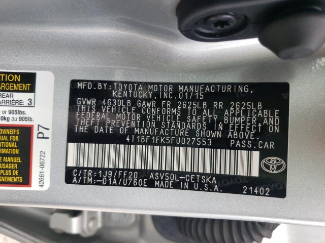 Photo 10 from auction – 2015 TOYOTA CAMRY LE with VIN 4T1BF1FK5FU027553