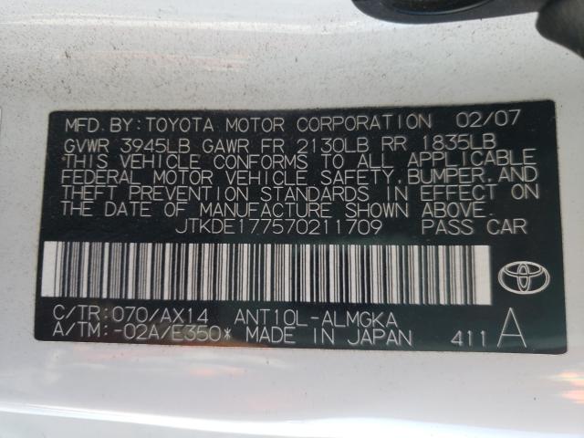 Photo 10 from auction – 2007 TOYOTA SCION TC with VIN JTKDE177570211709