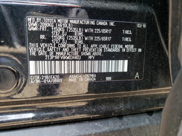 Photo 10 from auction – 2019 TOYOTA RAV4 XLE with VIN 2T3P1RFV6KW034803