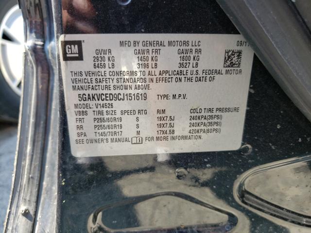Photo 10 from auction – 2012 BUICK ENCLAVE with VIN 5GAKVCED9CJ151619